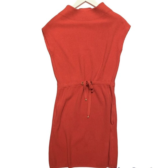 Lilly Pulitzer Dress Size Small Mock Neck Cap Blouson Drawstring Waist Waffle - Picture 2 of 6